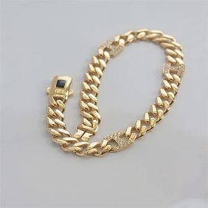 Xinfly Joyería de Cadena Cubana de Alta Calidad, Pulsera de Oro Real de 18k con Dije de Cuerda para Mujer - Product Image 4