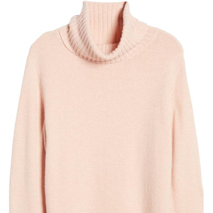 Pull tricoté à col roulé d'hiver pour femmes pull solide tricots côtelés unis avec décoration d'appliques hauts longs vêtements - Product Image 1