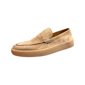 Mocassins à enfiler légers et décontractés pour hommes, talon bas, couleur unie, marron abricot, style pêcheur en daim - Product Image 1