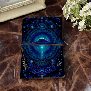 Phong cách PU đẹp bao phủ máy tính xách tay đục lỗ tờ trang trí với Tether và mặt dây chuyền với UFO Mandala vũ trụ biểu tượng PA - Product Image 2