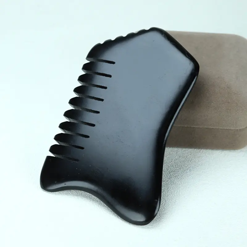 Natural Jade Comb Face Gua Sha Tool Crystal China Bian Shi Stone Mineral Skin Care Massager Head Body Health Massage Scraper