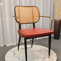 Silla de Comedor de Estilo Moderno de Mediados de Siglo, con Patas de Metal Negro TB21 y Tejido de Mimbre Vintage, Venta Directa de Fábrica al Por Mayor