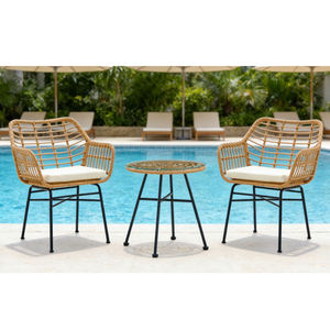 Juego de Mesa y <span class=keywords><strong>Sillas</strong></span> de Jardín Clásico Impermeable, con Estructura de Metal, Mimbre de Ratán, para Patio, Restaurante, Moderno, para Exteriores - Product Image 4