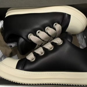 Zapatillas Deportivas de Piel Negra de Lujo para Hombre, con Cordones Grandes, Diseño de Cuatro Estaciones, Aumentan la Estatura, Casuales, de Alta Calidad OEM - Product Image 1