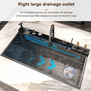 Lavello da <span class=keywords><strong>cucina</strong></span> in acciaio inossidabile spazzolato aggiornato con set di rubinetti a cascata per la <span class=keywords><strong>cucina</strong></span> dell'hotel - Product Image 5