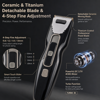 Tondeuse à cheveux professionnelle HSL-105121 avec écran LED, lame en céramique et titane, 4 réglages de longueur (0,8-1,8 mm), Turbo et verrouillage de voyage