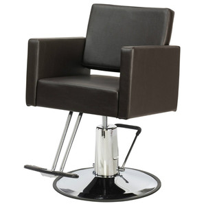 Chaise de barbier réglable en hauteur, cuir noir, base en acier inoxydable, usage commercial - Product Image 3