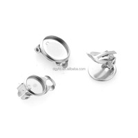 Base de support en acier inoxydable pour boucles d'oreilles à clipser avec plateau pour cabochon et support rond