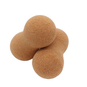 Custom Logo Muscle Relax Yoga Roller Natural Cork Peanut Double <b>Massage</b> <b>Balls</b> for Studio Promotions - Product Image 3