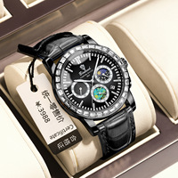 Jam Tangan Binband Terbaru Pria, Mesin Quartz, Modis, Tahan Air, Bercahaya, Kulit, Multifungsi