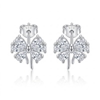Boucles d'Oreilles Micro Zircon Super Brillant de Luxe et Mignon avec Noeud de Noeud de Mariage pour Femmes, Créative Unique