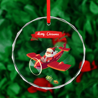 Ornements de Noël en verre cristal de luxe, vente en gros directe d'usine, gravure laser personnalisée du logo, ornement suspendu de haute qualité