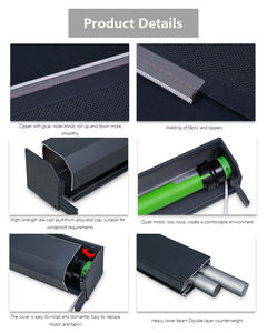 Stores verticaux motorisés en aluminium sur mesure de 12 m de large, anti-UV, <span class=keywords><strong>grande</strong></span> taille, avec rail zippé intégré et tissu <span class=keywords><strong>occultant</strong></span> - Product Image 5