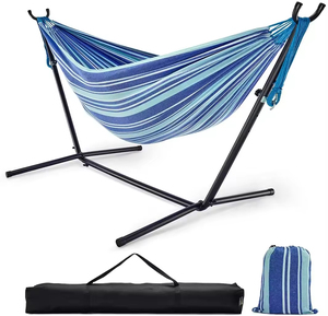 Hamaca <span class=keywords><strong>de</strong></span> Lona para Acampar al Aire Libre y para Colgar, Hamaca <span class=keywords><strong>de</strong></span> Algodón a Rayas <span class=keywords><strong>con</strong></span> Soporte, Hamaca <span class=keywords><strong>con</strong></span> Soporte <span class=keywords><strong>de</strong></span> Poste <span class=keywords><strong>de</strong></span> <span class=keywords><strong>Madera</strong></span> - Product Image 1