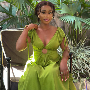 Cổ Điển Đơn Giản Lãng Mạn Maxi Dress Cho Phụ Nữ Văn Phòng V Cổ Đàn Hồi Eo Rắn Có Thể Giặt Cho Mùa Xuân <span class=keywords><strong>Ruffles</strong></span> - Product Image 4