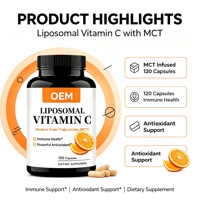 Capsules de Vitamine C Liposomale en Gros, 120 Comprimés avec MCT, Complément Alimentaire