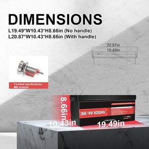 38.4V(36V) 100Ah LiFePO4 リチウム内蔵 BMS 5KW モーター 高エネルギー密度 メンテナンスフリー ゴルフカート用 ユーティリティ車両用 - Product Image 5