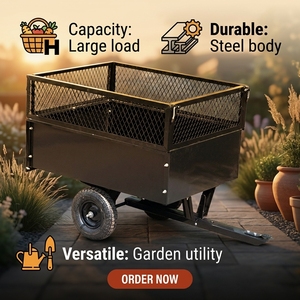 Chariot de jardin en treillis métallique, meilleur <span class=keywords><strong>remorque</strong></span> en treillis pour VTT avec roues tout-terrain, capacité de charge de 300 kg - Product Image 1