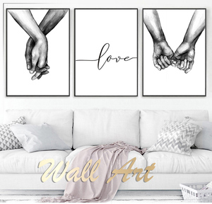 Quadro su Tela in Bianco e Nero con Mani Intrecciate, <span class=keywords><strong>Arte</strong></span> Murale, Poster e Stampe Nordiche per Soggiorno, Corridoio, Decorazione Casa - Product Image 4