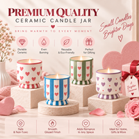 Cadeau pour la Saint-Valentin, logo personnalisé, marque privée, bougie en céramique décorative romantique à rayures en forme de cœur, parfum d'ambiance pour la maison
