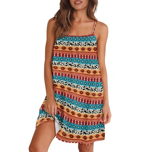 Stampa Dropshipping on Demand abito Spaghetti tradizionale con stampa tribale azteca cultura maya Design americano Mini prendisole da spiaggia - Product Image 2