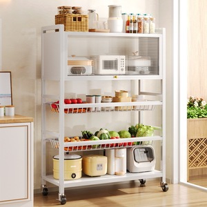 Estante de Almacenamiento de Cocina de Metal de 5 Niveles con Ruedas, Diseño a Prueba de Polvo para Organización de Frutas y Verduras - Product Image 4
