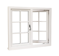 Fenêtre à battant moderne en PVC-U avec verre trempé, moustiquaire pliante et grille anti-insectes, ouverture vers l'intérieur