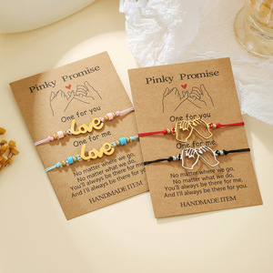 Conjunto de pulseras Pinky Promise para parejas, amuleto de amor, joyería hecha a mano de acero inoxidable para amantes, regalo unisex - Product Image 1