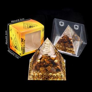 1270-Piramide Ornamentale in Cristallo Naturale Lucidato con Resina e Ghiaia di Cristallo, Decorazione per la Casa, Confezione Piccola - Product Image 2