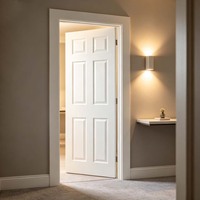 Porte en bois massif sur mesure à six panneaux, peinte en blanc, pour intérieur, à haute efficacité énergétique, finition lisse, pour projets de chambre à coucher