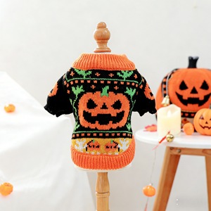 Gilet pull pour animaux de compagnie, motif citrouille d'Halloween, en polyester, costume pour chien et chat, vêtements d'automne et d'hiver, chauds et confortables, à porter en toutes saisons - Product Image 4
