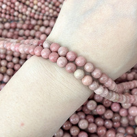 Perles rondes en rhodonite naturelle, 6 mm, 8 mm, 10 mm, perles de pierres précieuses rose doré de haute qualité pour la fabrication de bijoux