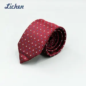 Venta caliente de la boda corbata roja de seda patrón personalizado Logo Corbata Jacquard Corbatas para hombre