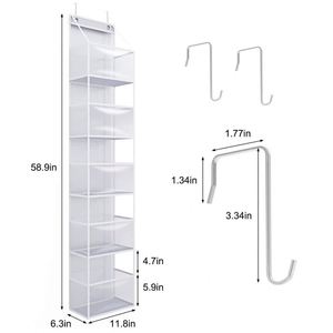 5-<b>shelf</b> Over Door Hanging Organizer Door Storage Organizer With Transparent PVC <b>Window</b> Mesh Pocket Storage Organizer - Product Image 1