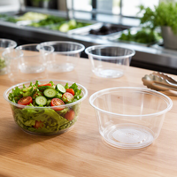 Bol à sauce jetable en plastique transparent, récipient alimentaire rond 1000 ml (34 oz) – Nouvelle solution pour la restauration à emporter et les services de traiteur