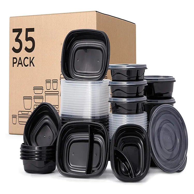 थोक पुनः प्रयोज्य कंटेनर प्लास्टिक भोजन बॉक्स wgcc भोजन के लिए 50 पैक अतिरिक्त मोटे भोजन