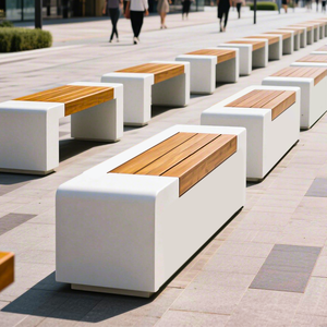 Banc décoratif en béton G004 GRC pour espace public, loisirs, artistique, résistant aux intempéries, paysage urbain extérieur, chaise de repos, chaise d'attente - Product Image 2