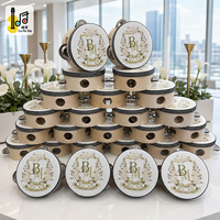Lot de tambourins en bois à une rangée de 4 pouces, personnalisables avec broderie, mini cadeaux de mariage, fournitures artisanales