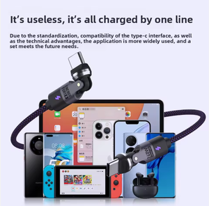 240W USB <span class=keywords><strong>Type</strong></span>-C Để C Sạc Nylon Bện 1080 Độ Xoay Chuỗi 1.2M 1.8M Nhanh Chóng Sạc Cáp Cho Iphone Android Samsung - Product Image 2