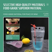 Pochette à jus réutilisable de 500 ml avec poignée, autoportante, refermable, avec trou pour paille, en plastique de qualité alimentaire pour thé au lait