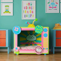 Lit de chat en papier ondulé moderne et élégant Cave Durable Design coloré résistant aux rayures Forme carrée Accessoire de maison à la mode