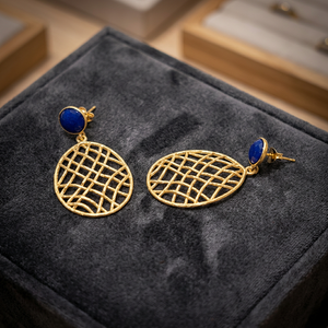 Nouveauté Boucles d'oreilles pendantes en forme de goutte d'eau en argent sterling 925 plaqué or 14k/24k avec quartz bleu tendance - Product Image 2