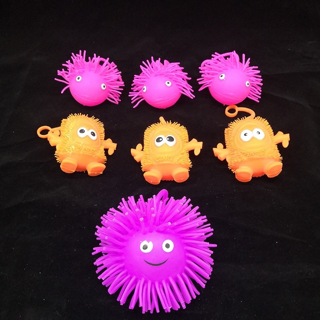 High Quality Squishy Squeeze LED Flashing TPR Animal Puffer Toy Stress Ball With Light for Kids