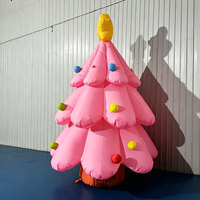 Arbre de Noël gonflable géant Longgang avec étoile en sommet, ornements colorés pour la décoration extérieure des événements et des fêtes