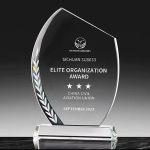 Pujiang Factory Wholesale clear Awards Blank Plaque Glass Trophy Cup Customized Crystal Awards Plaques for Employee Anniversary