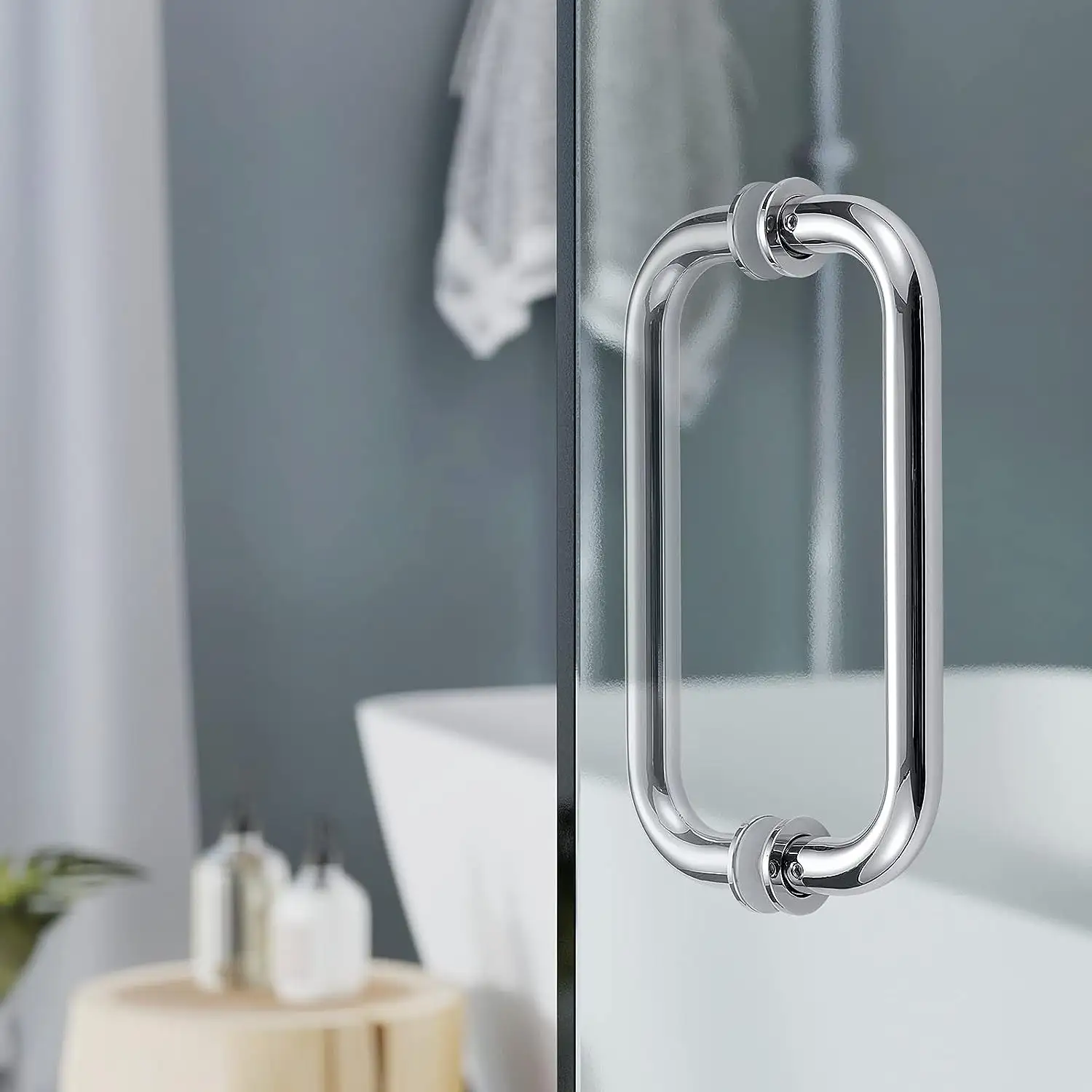 Foshan in acciaio inox bagno Hardware porta doccia 8 pollici tubo tondo maniglia doccia maniglia della porta in vetro