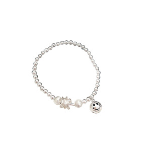 Yinruitai S925 Sterling Silver <b>Bracelet</b> Women Round <b>Beads</b> Cartoon Smile Charm Elastic Rope Fashion Jewelry Everyday Wear - Product Image 3