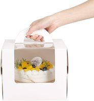 Boîtes de boulangerie blanches porte-gâteau transporteur boîte-cadeau boîte à gâteau avec poignée et vitrine pour gâteaux d'anniversaire de fête de mariage