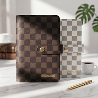 Carnet de notes de luxe en cuir PU à carreaux avec logo personnalisé en feuille d'or, fermeture à bouton-pression, journal professionnel, agenda, carnet de notes pour le bureau, cadeau