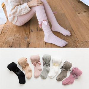 Printemps et automne enfants collants grand pp bébé une pièce <span class=keywords><strong>chaussettes</strong></span> blanc nœud tricoté filles Leggings - Product Image 3